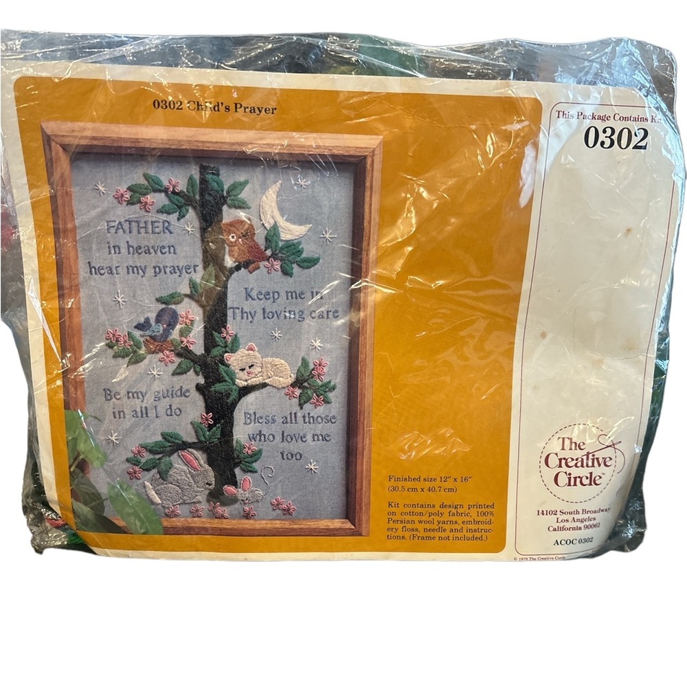 Child’s Prayer Embroidery Stitch 0302 The Creative Circle W/Persian Yarn Vintage